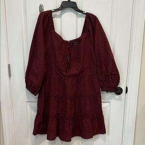 Madewell Amalia Cabernet Tiered Mini Dress